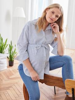 Ropa Premamá-Blusas y camisas embarazo-Camisa blusa de popelina a rayas para embarazo y lactancia