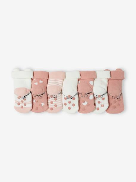 Lote de 7 pares de calcetines «Gato» para bebé niña rosa 