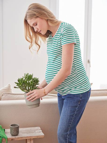 Camiseta para embarazo de manga corta verde 