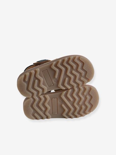 Sandalias infantiles de piel con cierre autoadherente de la colección de maternidad azul marino+beige 