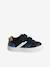 Zapatillas de piel con cierre autoadherente para niño, especial autonomía azul marino+beige 