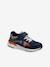 Zapatillas deportivas infantiles con cordones y tiras autoadherentes azul marino 