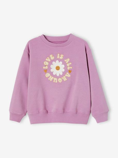 Sudadera con flor y dibujo de rizo para niña malva 