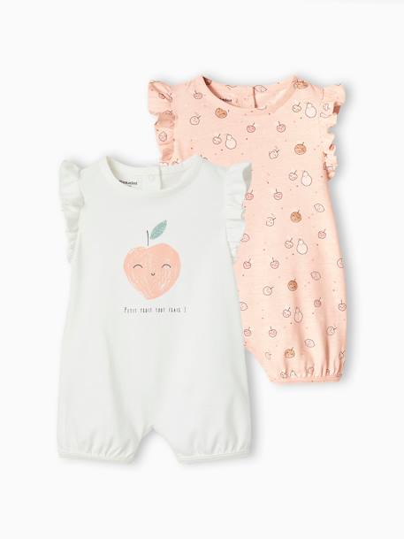 Pack de 2 mono short «frutas» para bebé rosa rosa pálido 