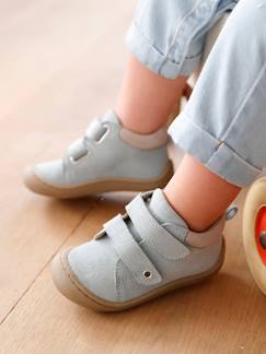 Calzado-Calzado bebé (17-26)-Primeros pasos (17-23)-Botines flexibles de piel con cierre autoadherente para bebé, especiales para gateo