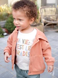 Bebé-Sudaderas, jerséis y chaquetas de punto-Cárdigan de felpa con capucha para bebé