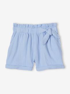 Niña-Shorts y bermudas-Short de gasa de algodón estilo "paperbag" niña