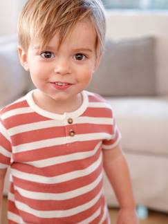 Bebé-Camiseta a rayas de manga corta y nido de abeja, para bebé