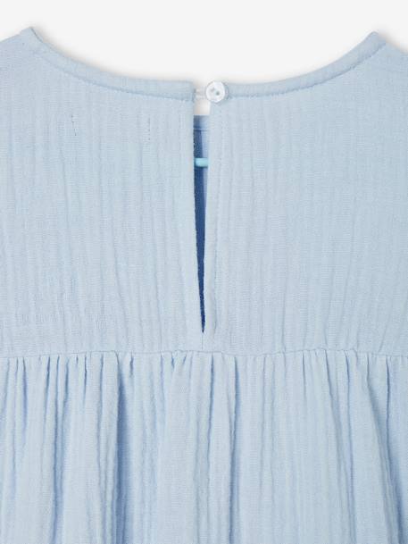 Vestido de gasa de algodón para niña albaricoque maquillaje+azul claro+rosa frambuesa 