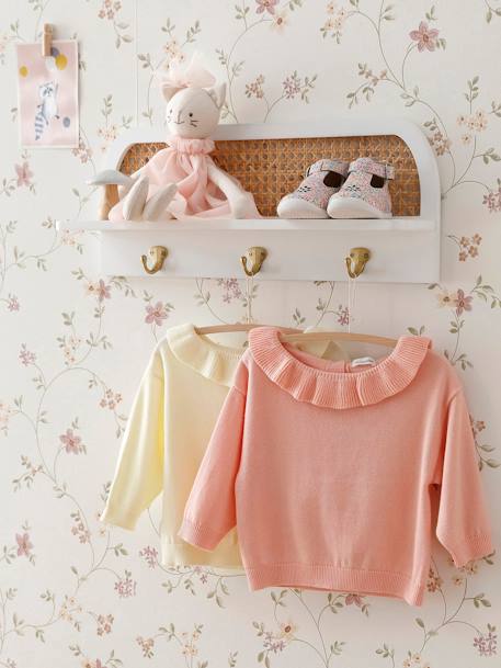 Jersey con volante en el cuello para bebé amarillo pastel+rosa rosa pálido 