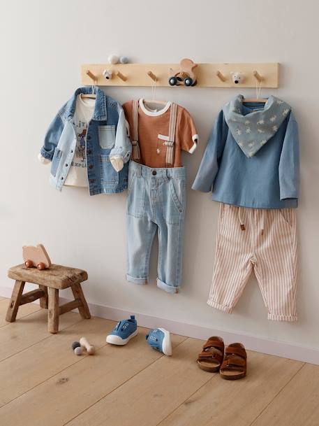 Conjunto de 3 prendas para bebé - camisa + pantalón + pañuelo para el pelo azul claro 