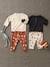 Conjunto para bebé de camiseta y pantalón de felpa caqui+GRIS OSCURO LISO 
