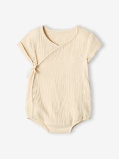 Bebé-Camisetas-Camisetas-Body personalizable de gasa de algodón con abertura de recién nacidos para bebé