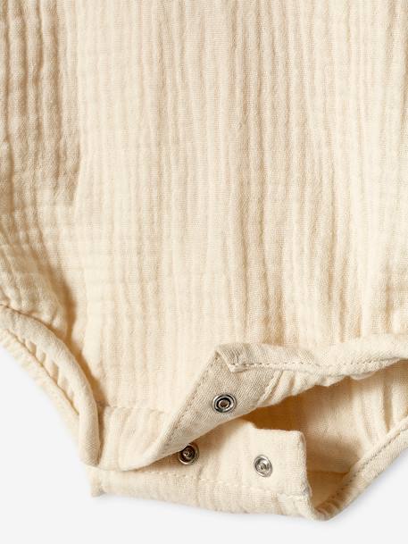 Body personalizable de gasa de algodón con abertura de recién nacidos para bebé gris perla 