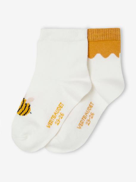 Pack de 2 pares de calcetines «Abejas» para bebé crudo 