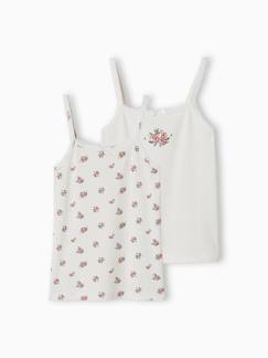 Niña-Ropa interior-Pack de 2 camisetas de tirantes de punto de canalé con estampado para niña