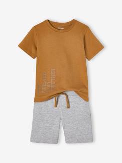 Niño-Ropa deportiva-Conjunto de chándal para niño: camiseta + bermudas de felpa