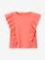 Camiseta con volantes para niña coral+melocotón+verde sauce 