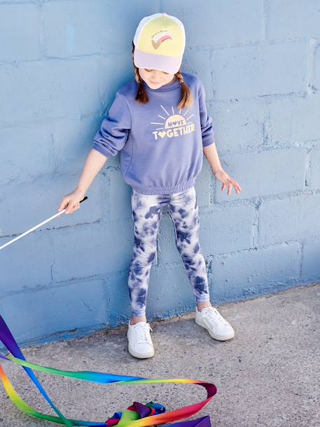 Leggings deportivos de tejido técnico y con estampado para niña arcilla+azul 