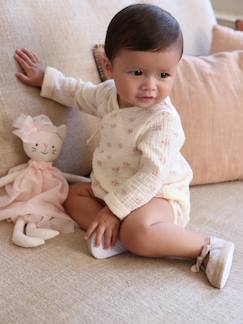 Bebé-Camisetas-Camisetas-Body de gasa de algodón y manga larga con estampado de flores para bebé recién nacido