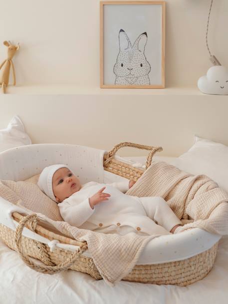 Conjunto para con 4 prendas de punto tricot para bebé beige claro liso Manufacture de la Layette