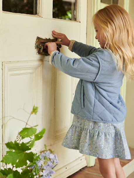 Chaqueta acolchada de chambray con forro de flores para niña doble stone 