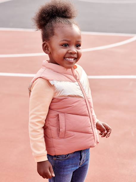 Chaleco acolchado colorblock para niña arcilla 