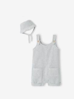Bebé-Conjuntos-Conjunto de lino y algodón para bebé: peto y sombrero