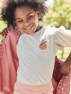 Niña-Camisetas-Camiseta con mangas abullonadas y motivo de fruta en el pecho, para niña