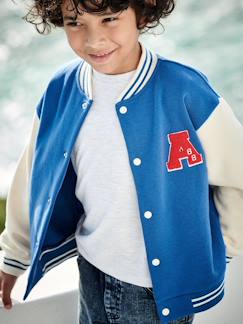 Niño-Jerséis, chaquetas de punto, sudaderas-Sudadera universitaria de estilo teddy con automáticos delante para niño