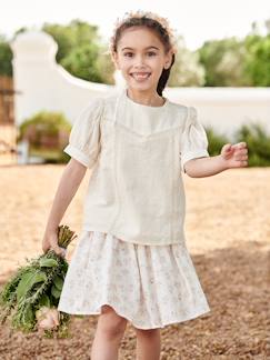 Niña-Camisas y Blusas-Blusa con encaje efecto lino para niña