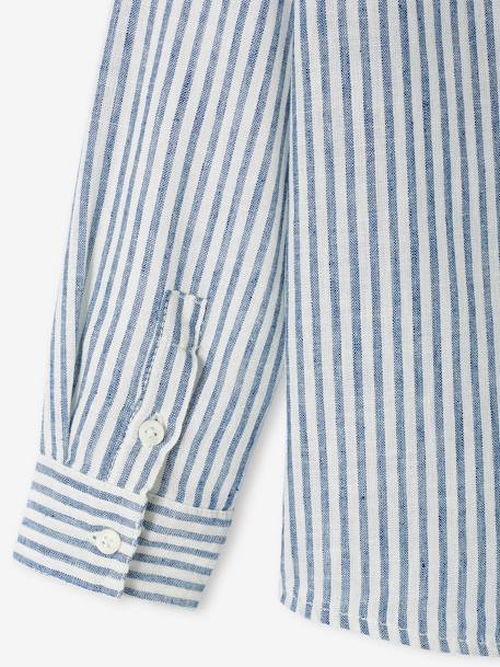 Camisa a rayas de lino y algodón para niño rayas azul 