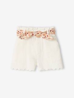 Bebé-Shorts-Short de gasa de algodón con cinturón de flores para bebé