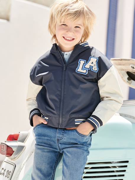 Cazadora estilo teddy para niño azul 