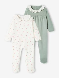 Bebé-Pijamas-Lote de 2 peleles interlock con cuello de gasa de algodón para bebé