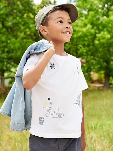 Divertida camiseta interactiva «geocaching» para niño blanco 