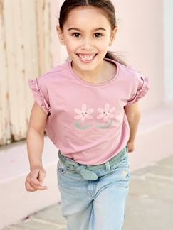 Niña-Camiseta con motivo irisado y manga corta con volantes para niña