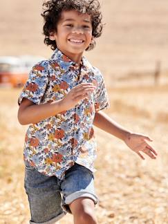 Niño-Camisas-Camisa de manga corta con estampado de flores para niño