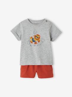 Bebé-Conjuntos-Conjunto de camiseta estampada + short baggy para bebé