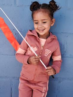 Niña-Jerséis, chaquetas de punto, sudaderas-Sudaderas-Sudadera deportiva con cremallera, capucha y detalles gráficos para niña