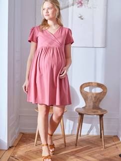Ropa Premamá-Vestidos embarazo-Vestido cruzado de dos tejidos para embarazo y lactancia