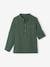 Camisa de gasa de algodón con mangas remangables, para niño arcilla+AZUL MEDIO LISO+verde 