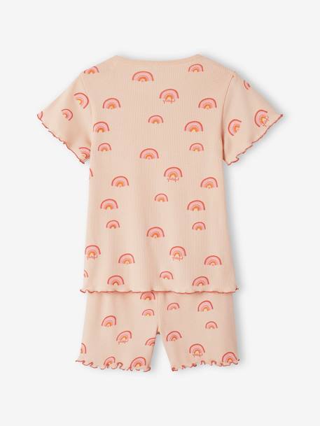Pack de 2 pijamas con short de punto de canalé con estampados para niña rosa maquillaje 