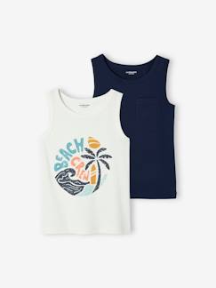 Niño-Pack de 2 camisetas de tirantes con la temática de palmeras para niño