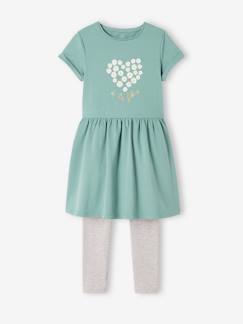 Niña-Vestidos-Conjunto de 2 prendas vestido y leggings con detalles irisados, para niña