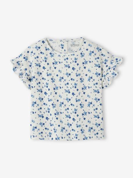 Camiseta de punto calado con flores para bebé