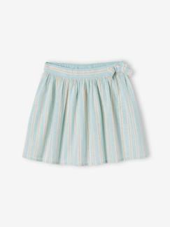 Niña-Faldas-Falda a rayas con hilo brillante de lino y algodón para niña