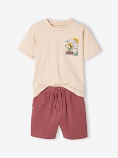 Niño-Conjuntos-Conjunto para niño: camiseta y short de gasa de algodón