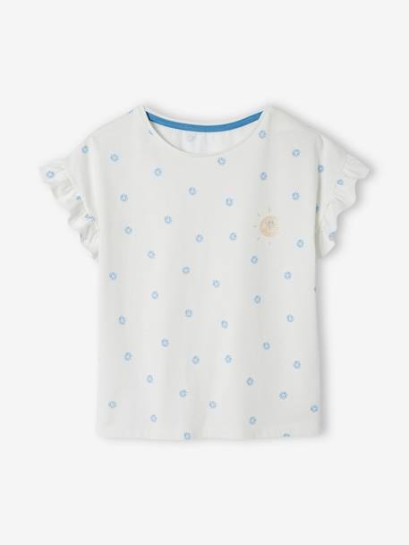 Conjunto de camiseta y short de gasa de algodón para niña azul marino+melocotón 