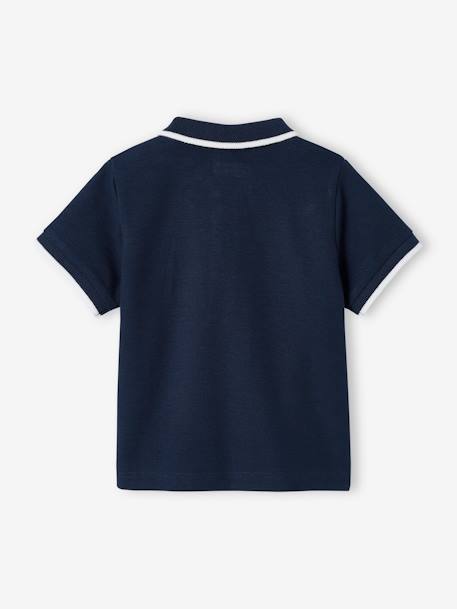 Polo personalizable para bebé niño con bordado en el pecho Azul oscuro liso+blanco 